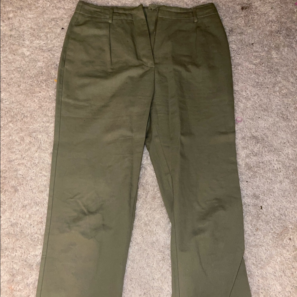 Green straight legged jeans